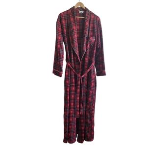 Lanz of Salzburg by Eileen West Robe Red Plaid Hearts Womens